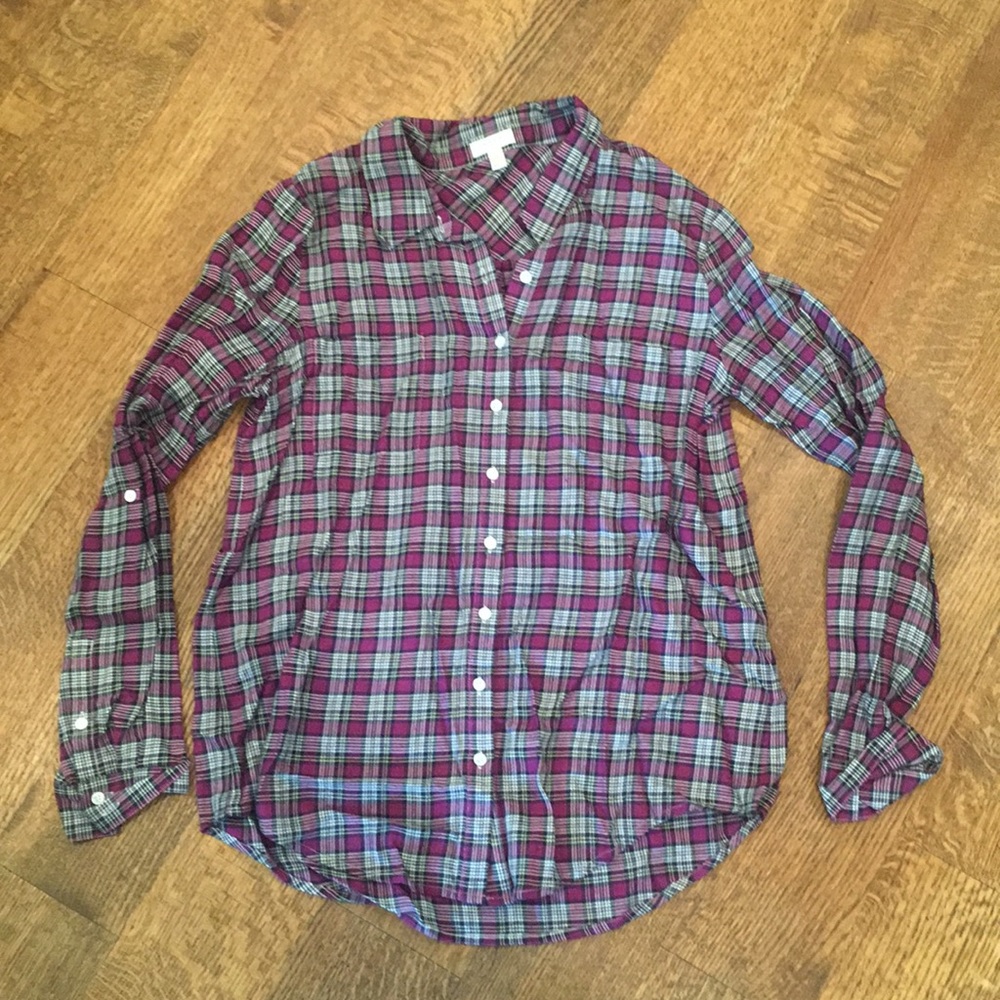 Purple flannel button down by Joie